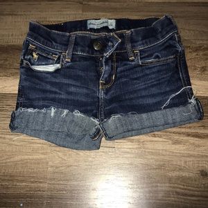 Jean shorts, folded or unfolded.